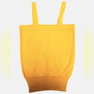 Vintage yellow square neck sleeveless knit top size XS